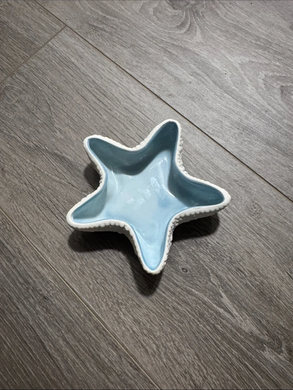 Amazon Light Blue and White Starfish Ceramic Trinket Dish